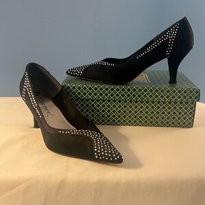 J.Renee (Doran)  Black Heels with Rhinestone Accents Size 11M
